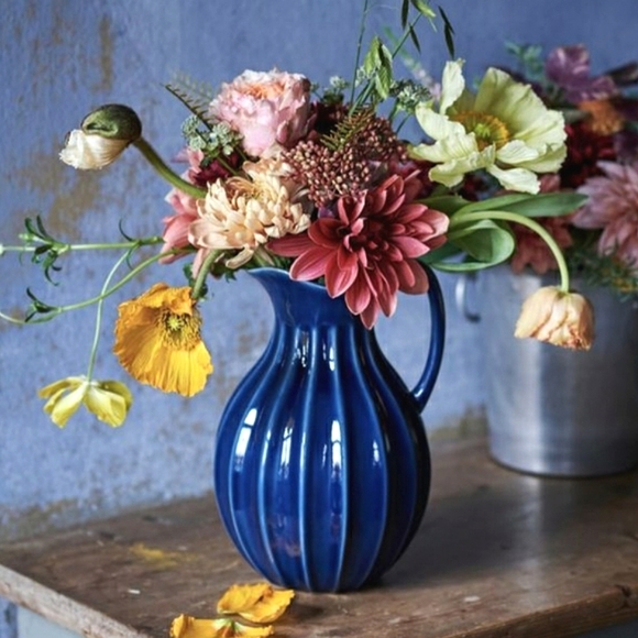 IKEA Art Ikea Vanligen Vase Jug Navy Blue Ceramic Pitcher 5 Poshmark